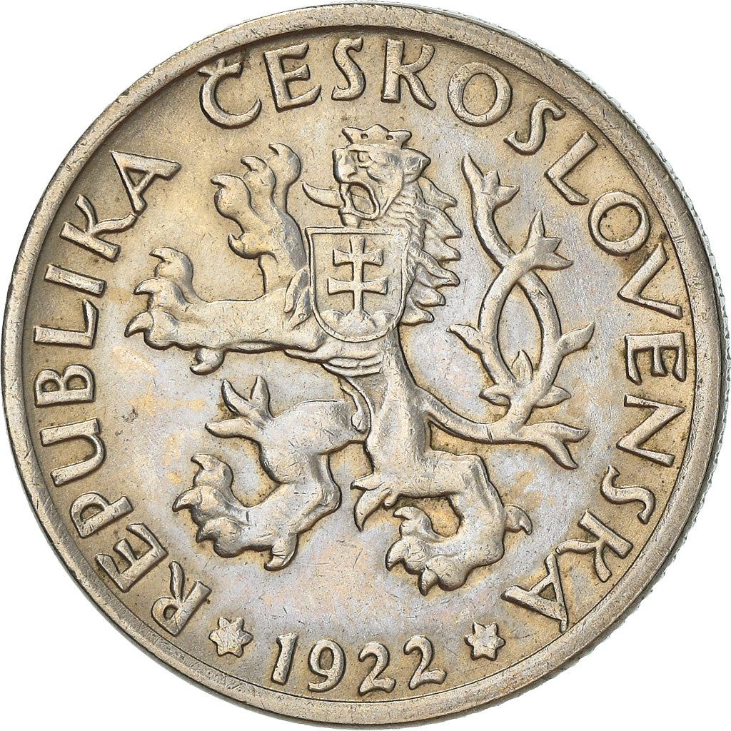Czechoslovakia | 1 Koruna Coin | Sickle | Lion | KM4 | 1922 - 1938