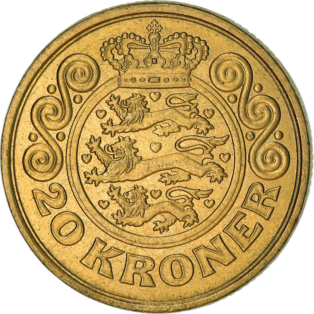 Denmark | 20 Kroner Coin | Margarethe II | Km:878 | 1994 - 1999