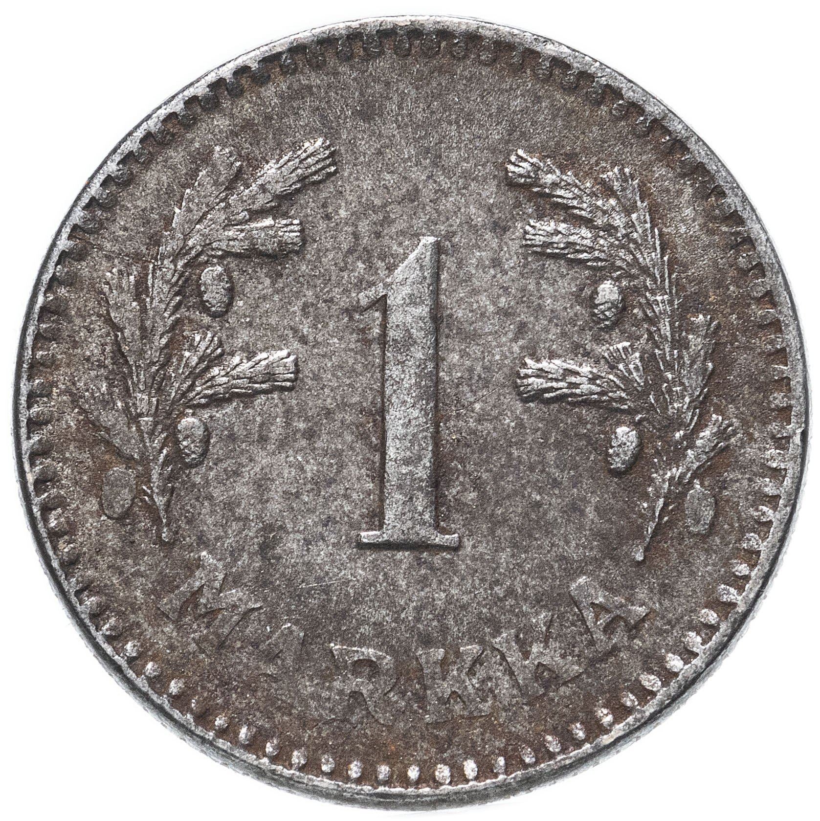 Moneta Finlandii 1 Marka Fińska | Gałązka Świerkowa | KM30b | 1943 - 1952