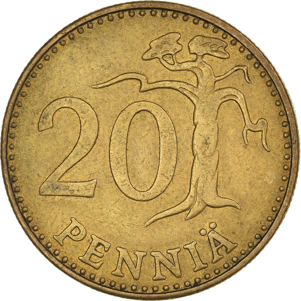 Finland Coin Finnish 20 Pennia | Pine Tree | KM47 | 1963 - 1990