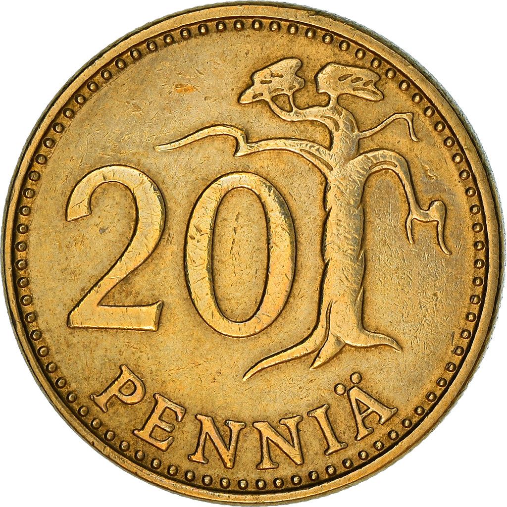 Finland Coin Finnish 20 Pennia | Pine Tree | KM47 | 1963 - 1990
