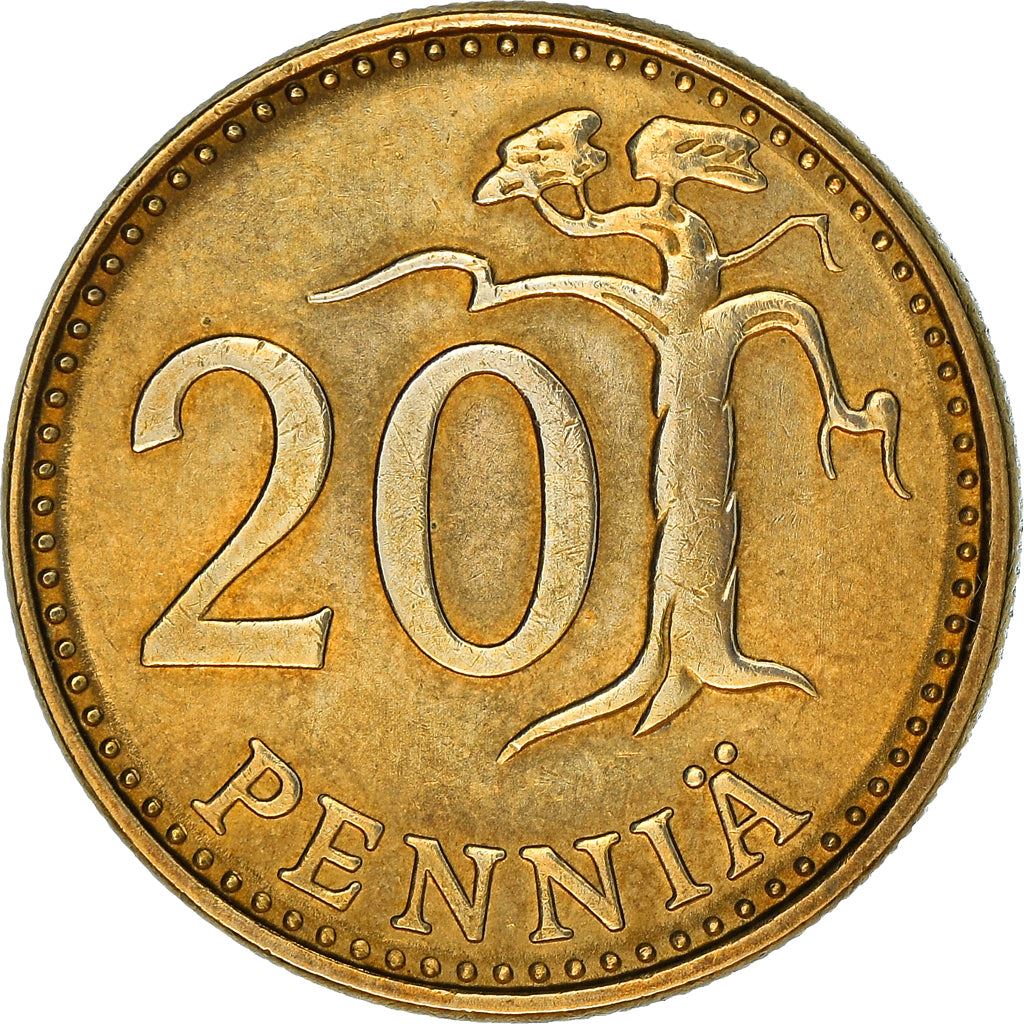 Finland Coin Finnish 20 Pennia | Pine Tree | KM47 | 1963 - 1990