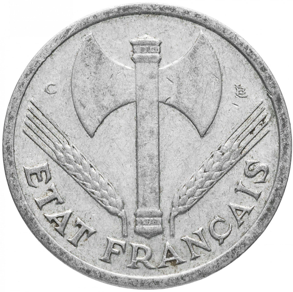 Fransk 1 Franc Mønt | Vichy Franske Stat | lys type | KM902 | Frankrig | 1942 - 1944