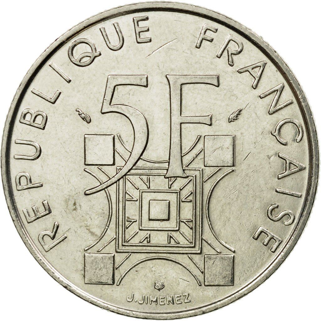 French Coin 5 Francs | Eiffel Tower | KM968 | France | 1989