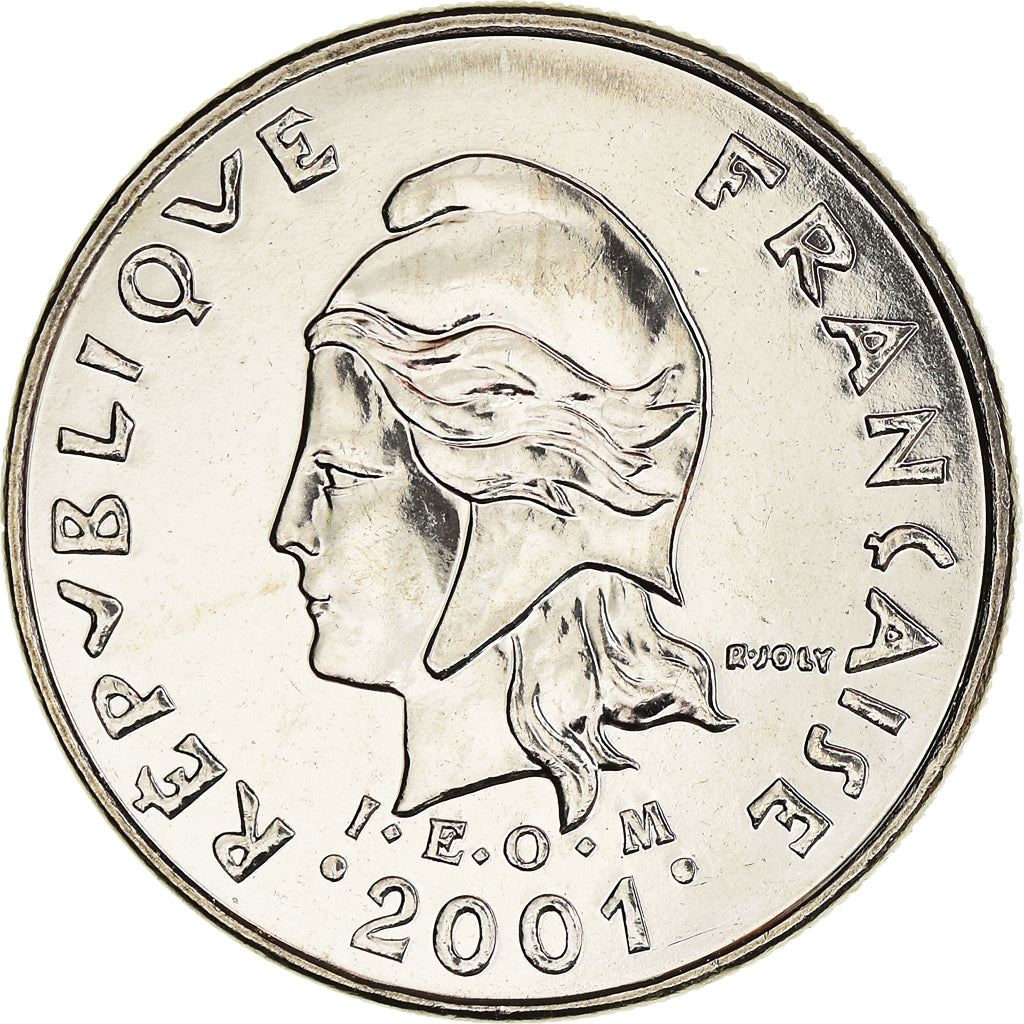 Franska Polynesien Mynt Fransk Polynesisk 10 Franc | Marianne | Fylgisk Mössa | Stam Mask | KM8 | 1972 - 2005