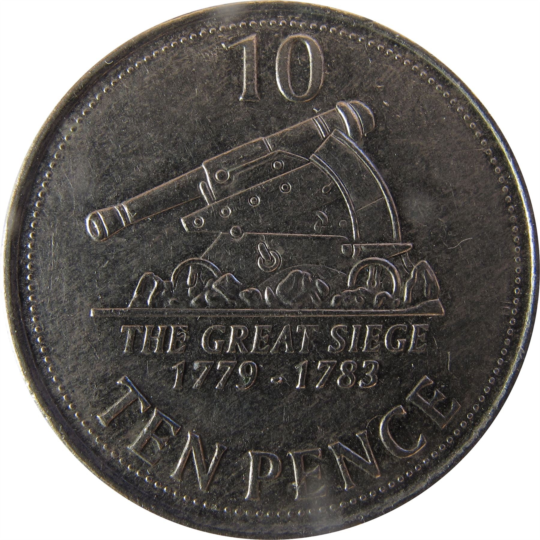 Gibraltar | 10 Pence Coin | Queen Elizabeth II | Historical Cannon | 2013