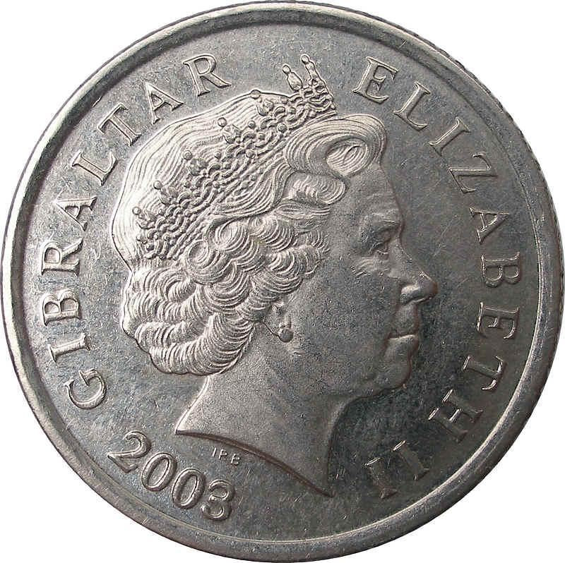 Gibraltar | 10 Pence Mønt | Dronning Elizabeth II | KM776 | 1998 - 2003