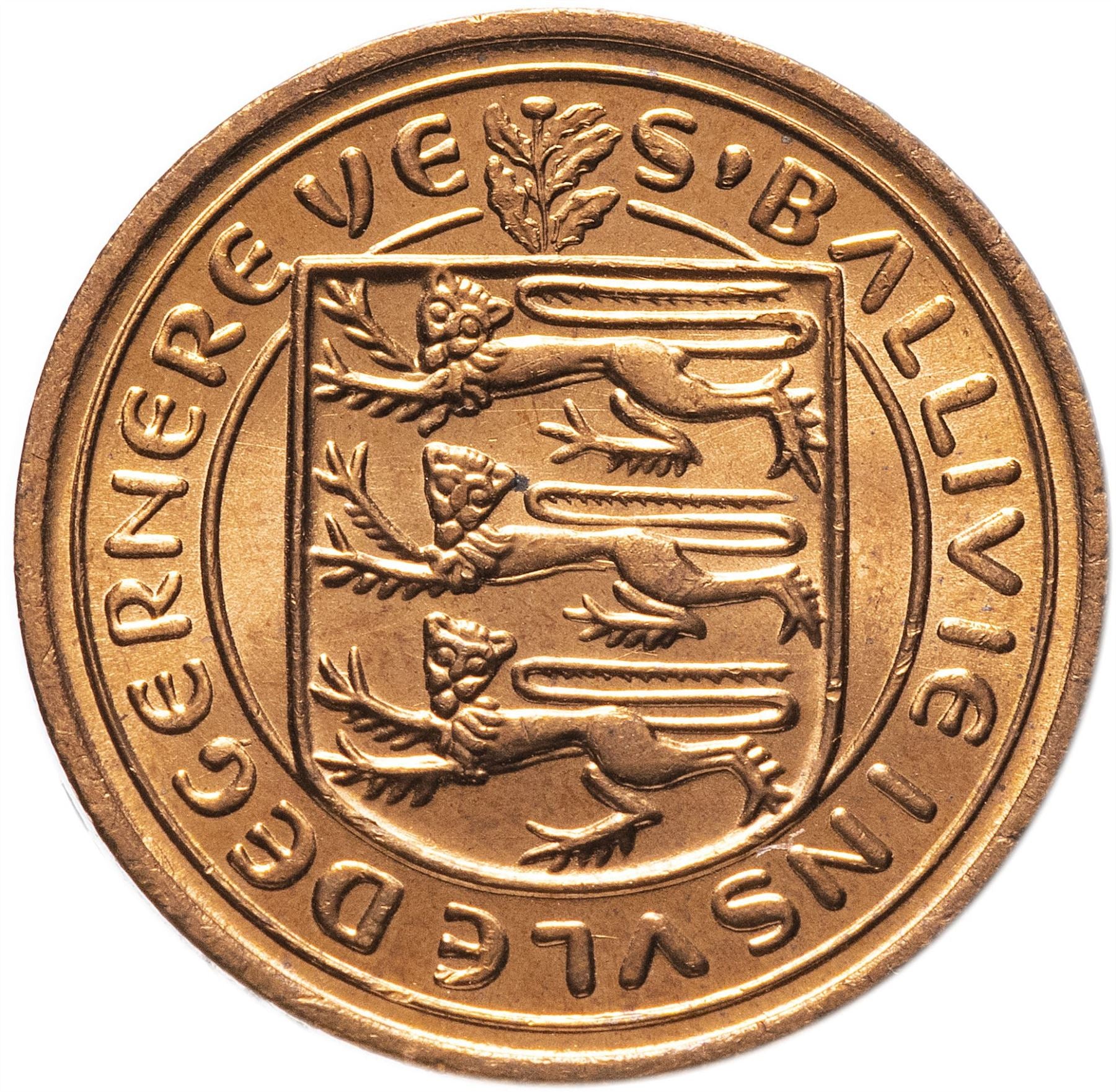 Guernsey Coin | 1 New Penny | Leopard | Shield | Northern Gannet | KM21 | 1971