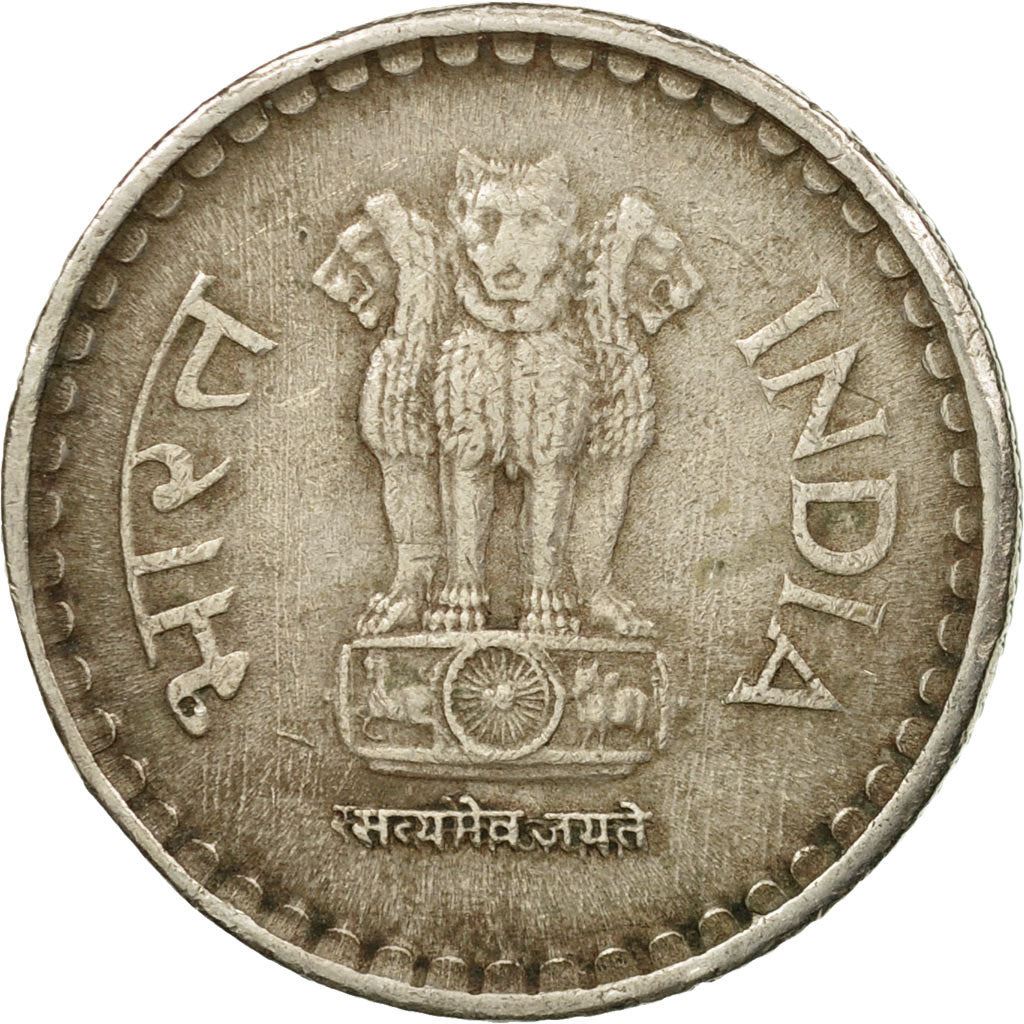 Indie | Moneta 5 Rupii | Lew Ashoki | Km:154 | 1992 - 2004