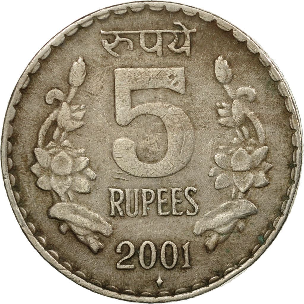 Indie | Moneta 5 Rupii | Lew Ashoki | Km:154 | 1992 - 2004