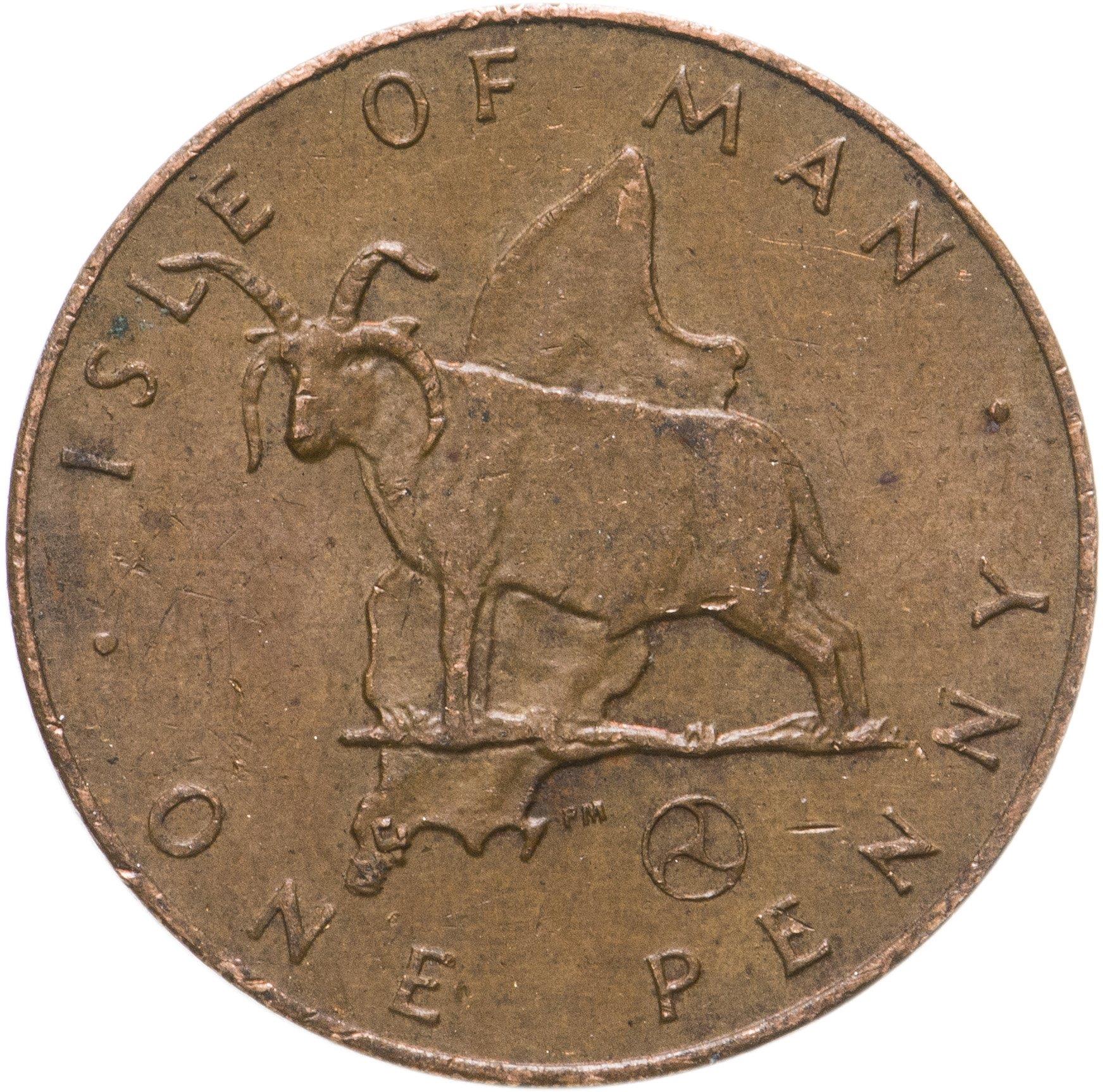 Isle of Man Coin Manx 1 Penny | Queen Elizabeth II | Loaghtan Sheep | KM33 | 1976 - 1979