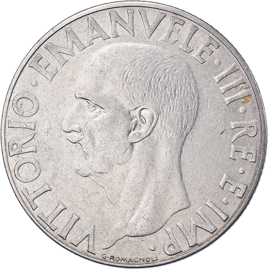 Italy Coin 1 Lira - Vittorio Emanuele III | Eagle | Savoy Shield | Axe | KM77a | 1939 - 1940