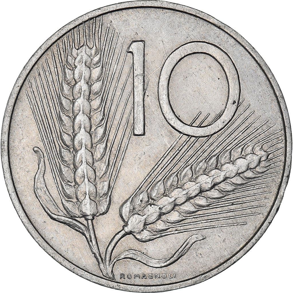 Italy Coin 10 Lire | Plough | Ears of Wheat | KM93 | 1951 - 2001