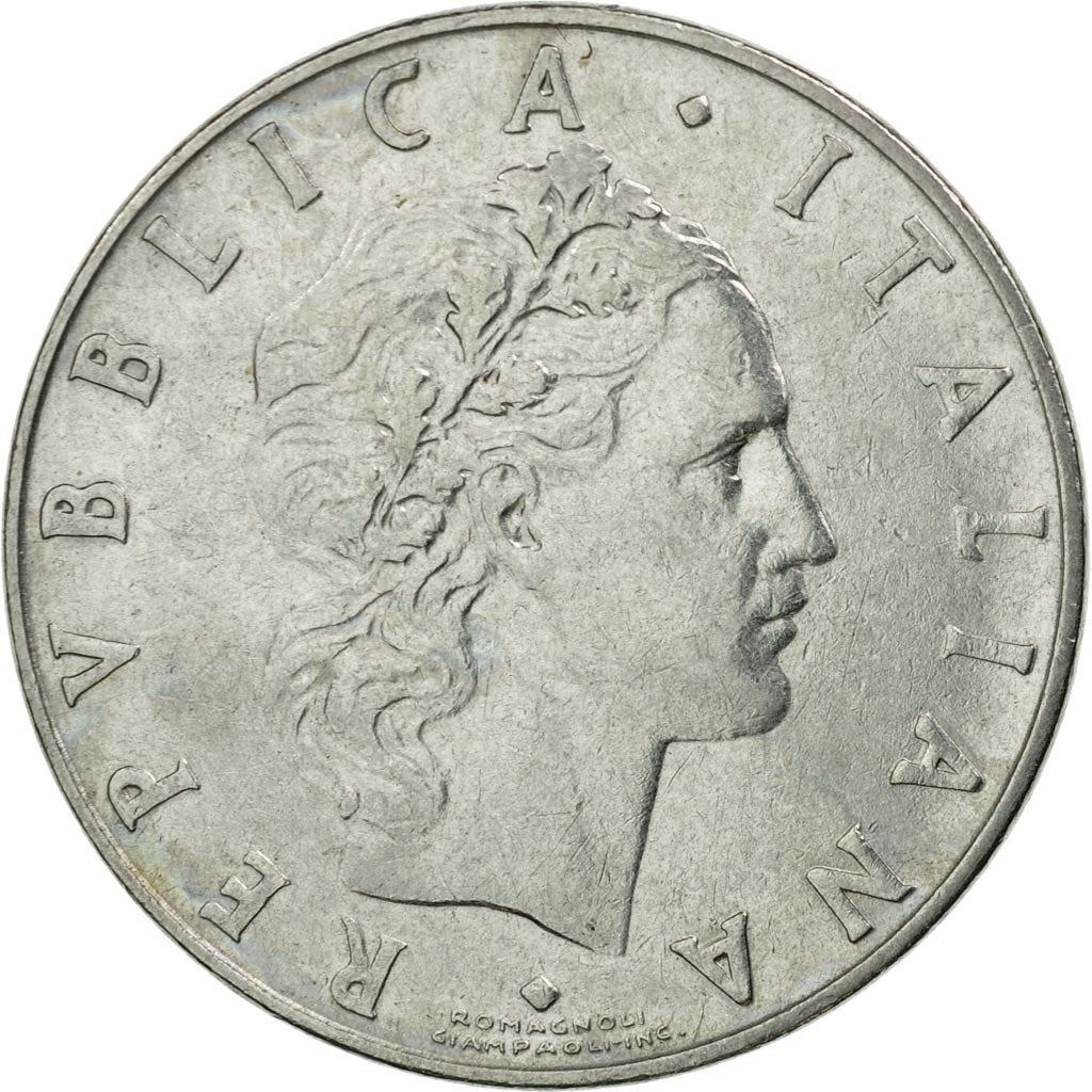 Italy Coin 50 Lire large type | God Vylcan | Anvil | Iron | Libertine | KM95.1 | 1954 - 1989