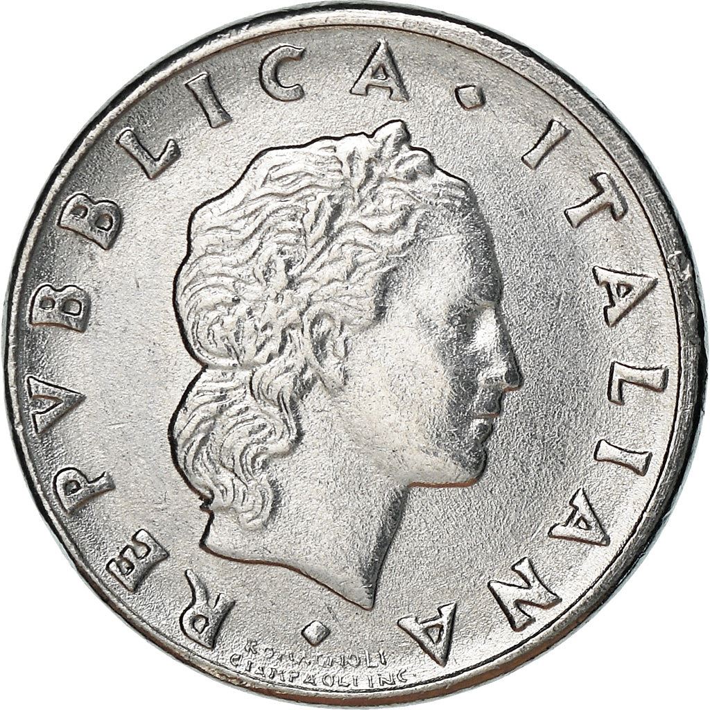 Italy Coin 50 Lire small type | Libertine | God Vulcan | Iron | Anvil | KM95.2 | 1990 - 1995