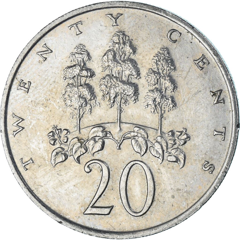 Jamaica | 20 Cents Coin | Mahoe trees | Km:48 | 1969 - 1990