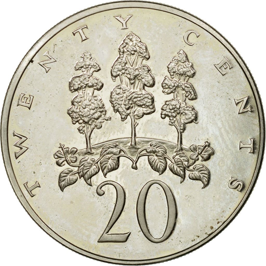 Jamaica | 20 Cents Coin | Mahoe trees | Km:48 | 1969 - 1990
