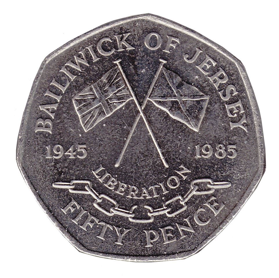 Jersey 50 Pence Coin | Queen Elizabeth II | Liberation | KM63 | 1985