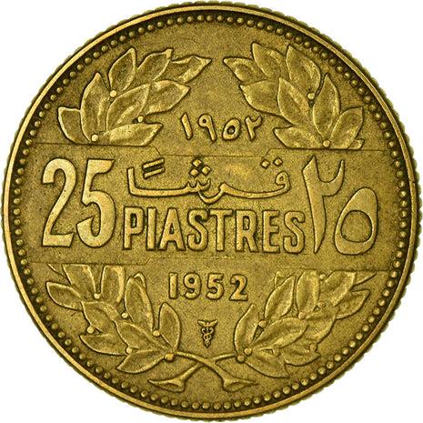 Lebanon Coin 25 Qirshā | Cedar Tree | Olive | KM16 | 1952 - 1961