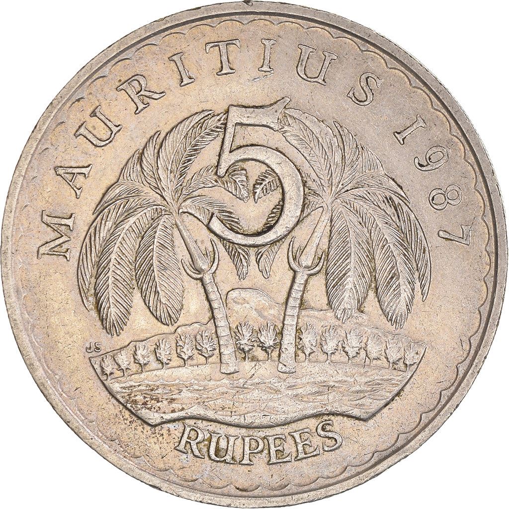 Mauritius 5 Rupees - Seewoosagur Ramgoolam | Palm Trees Coin | KM56 | 1987 - 2010