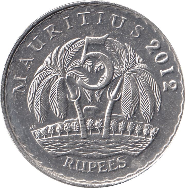 Mauritius 5 Rupees - Seewoosagur Ramgoolam | Palm Trees Coin | KM56a | 2012 - 2018