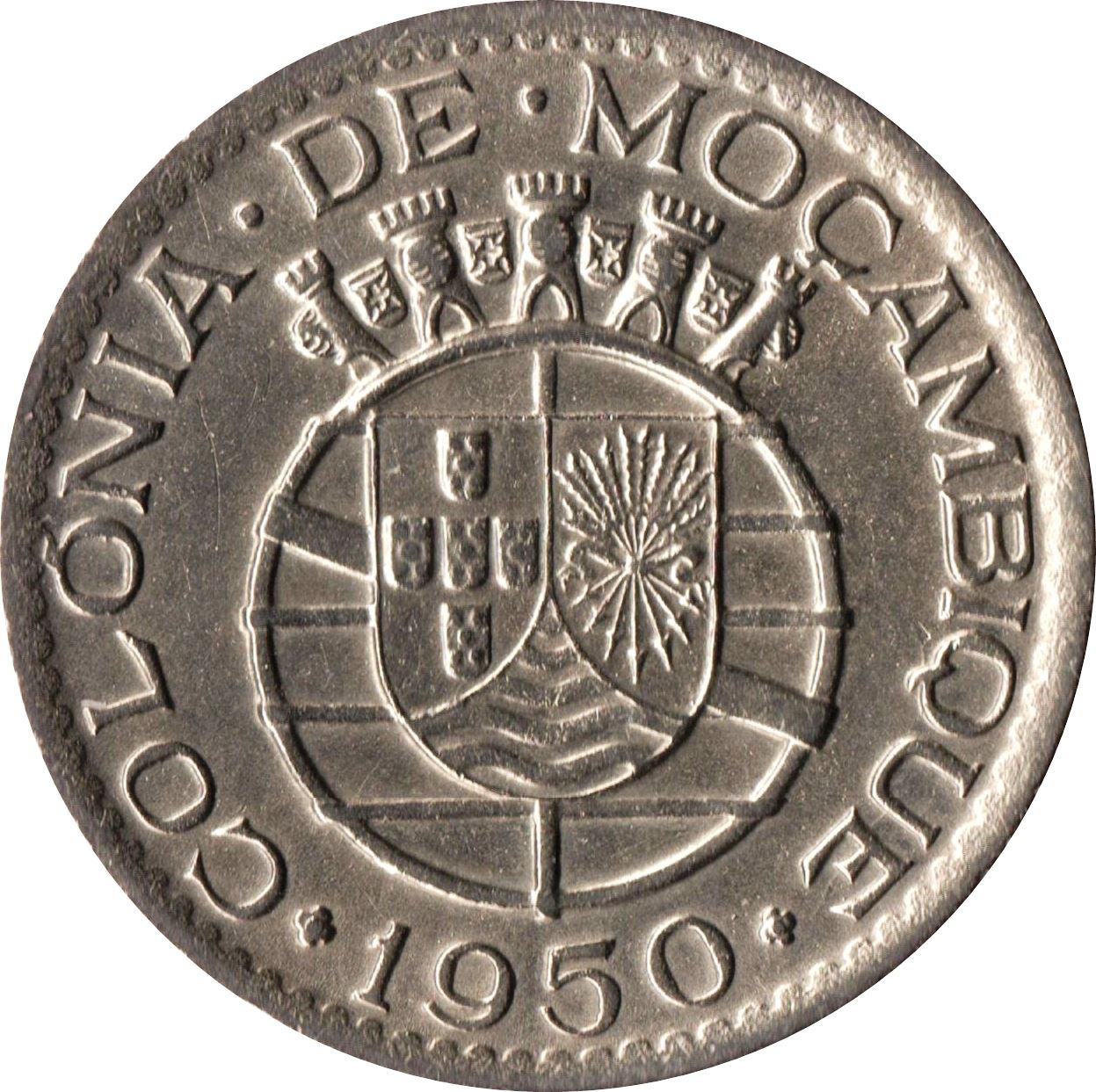 Moçambique 1 Escudo Mynt | Militärorden av Kristus | KM77 | 1950 - 1951