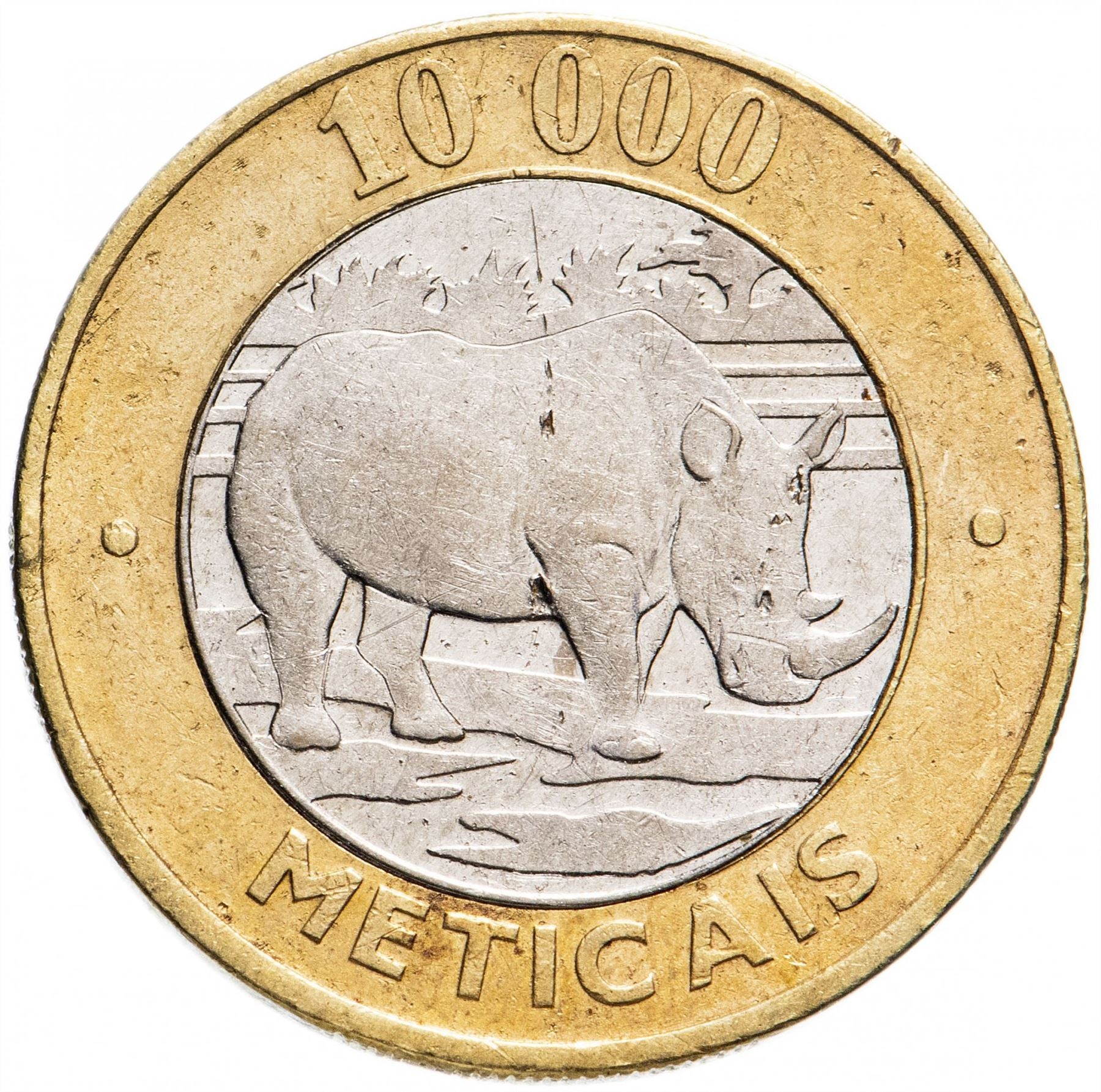 Moçambique 10 000 Meticais Mynt | Noshörning | KM131 | 2003