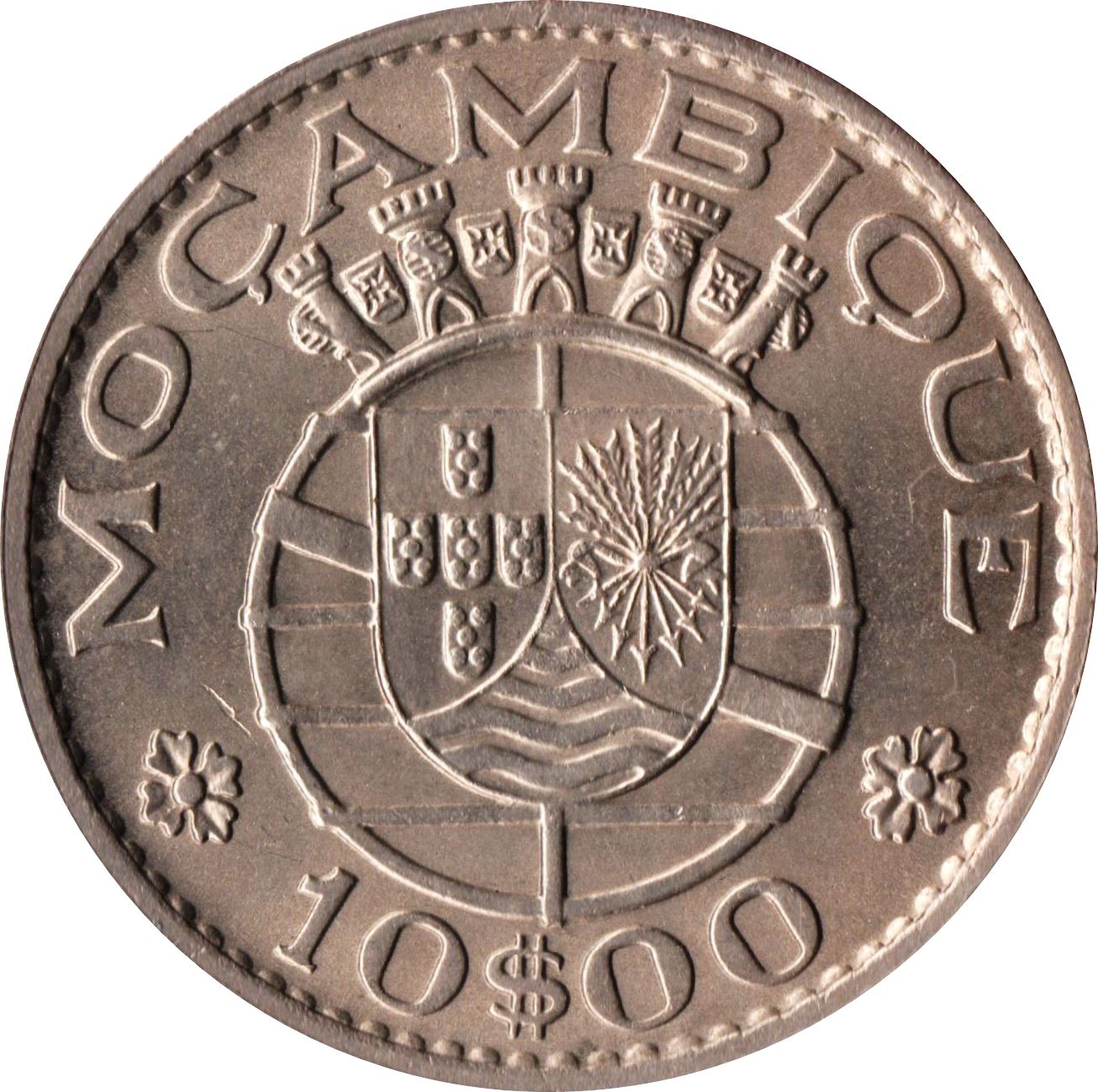 Mozambique 10 Escudos Mynt | Militärorden av Kristus | KM79b | 1968 - 1974