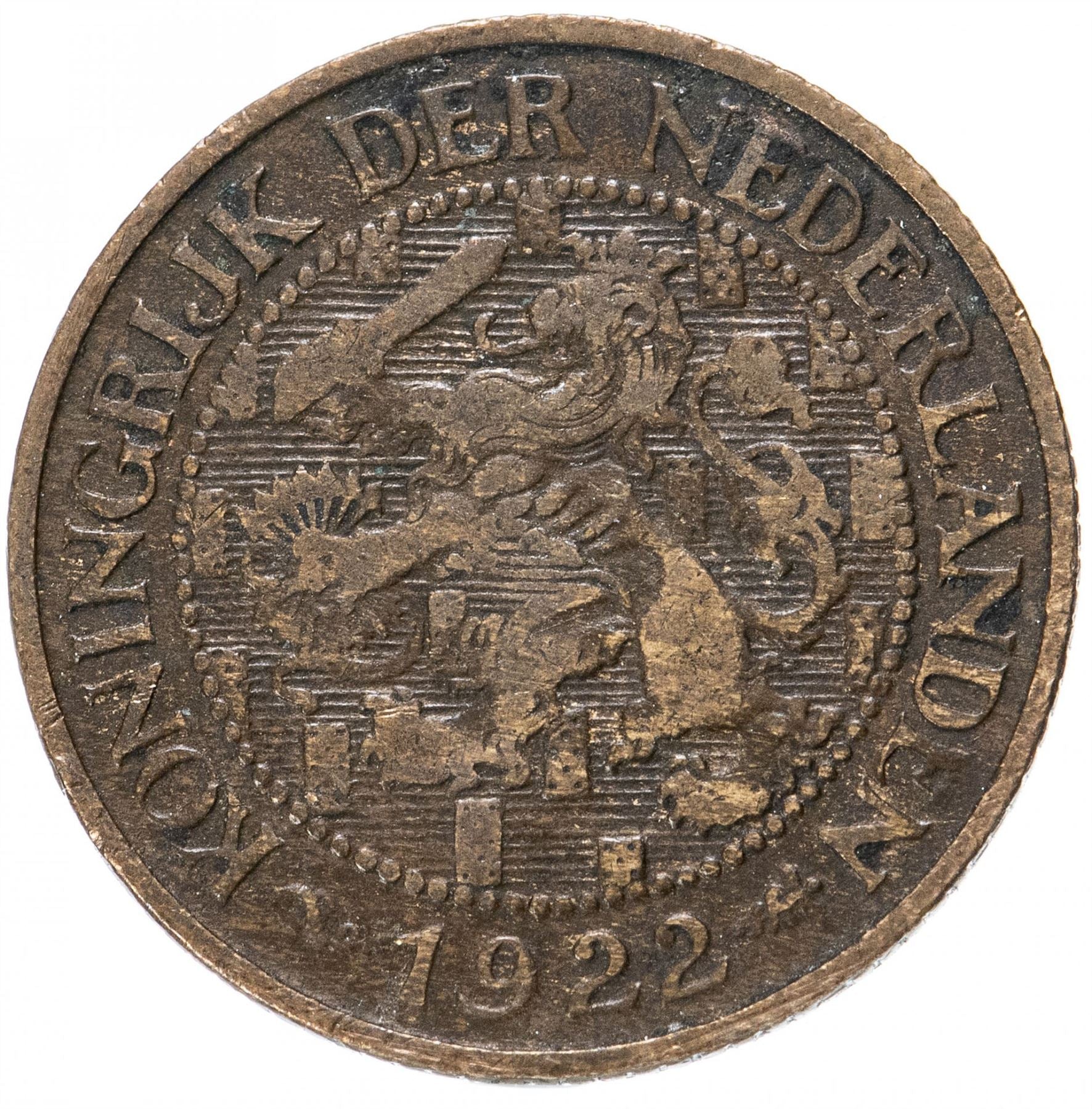 Netherlands Coin 1 Cent | Queen Wilhelmina | Lion | KM152 | 1913 - 1941