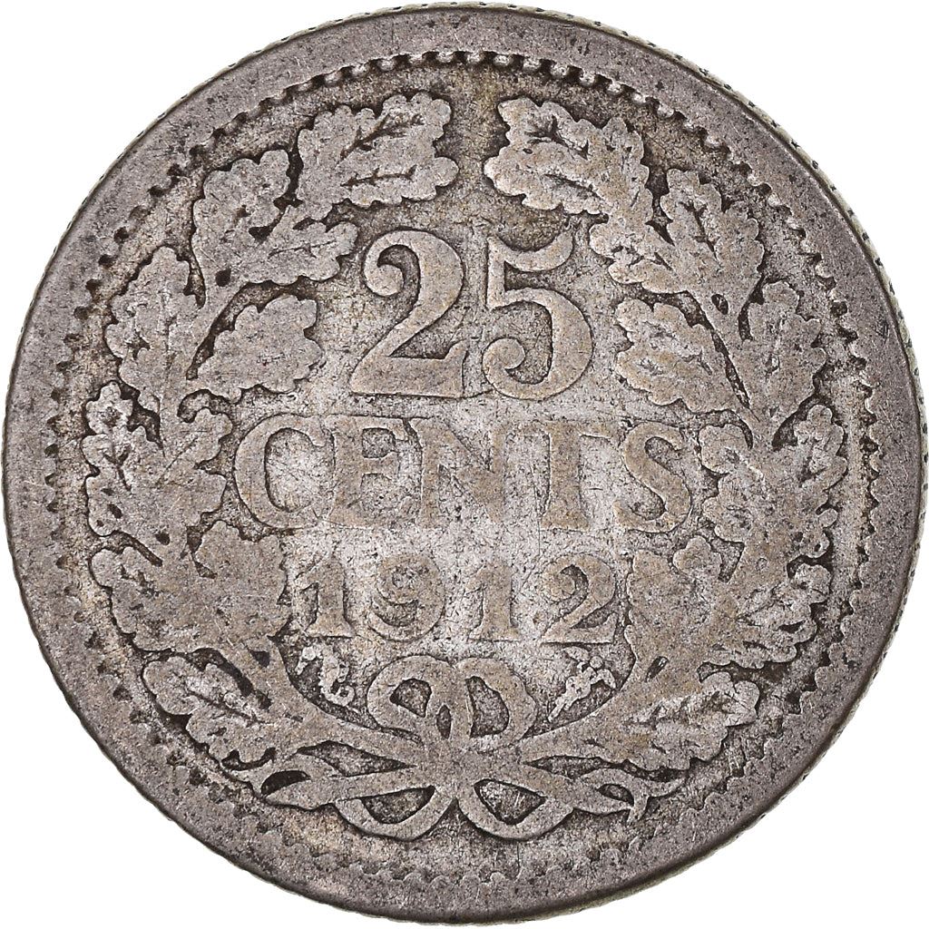 Netherlands Coin 25 Cents | Queen Wilhelmina | KM146 | 1910 - 1925