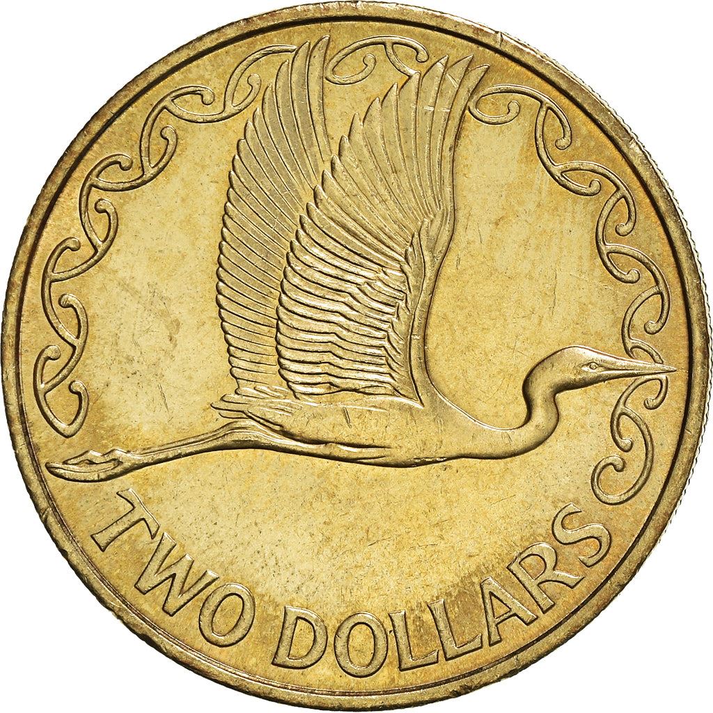 Moneta Nuova Zelanda Nuovozelandese 2 Dollari | Regina Elisabetta II | Airone Bianco Maggiore | KM121 | 1999 - 2021