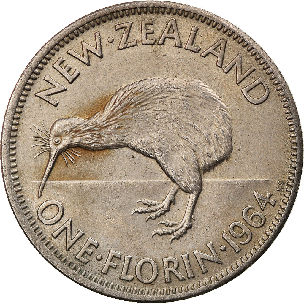 New Zealander Florin Coin Queen Elizabeth II Kiwi Bird KM28 1953 1965