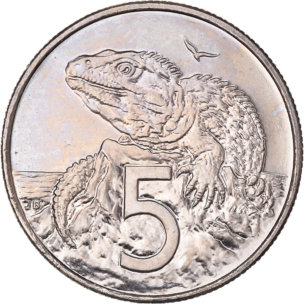Nieuw-Zeelandse 5 Cents Munt | Koningin Elizabeth II | Tuatara Hagedis | KM116 | 1999 - 2006