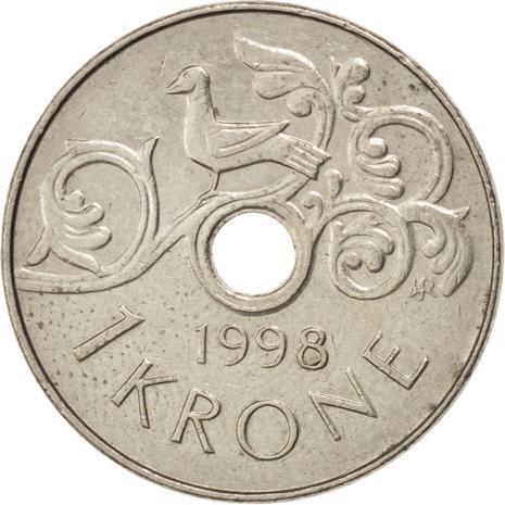Norway 1 Krone - Harald V Coin KM462 1997 - 2016