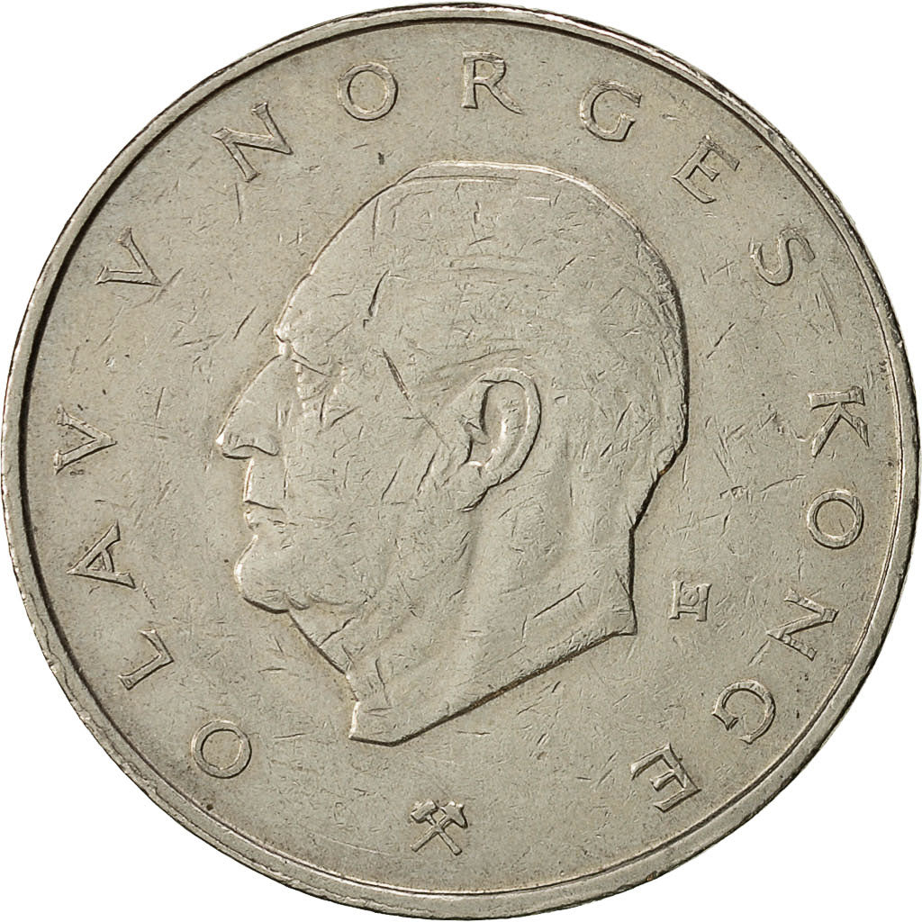 Norway 5 Kroner - Olav V Type 2 Coin KM420 1974 - 1988