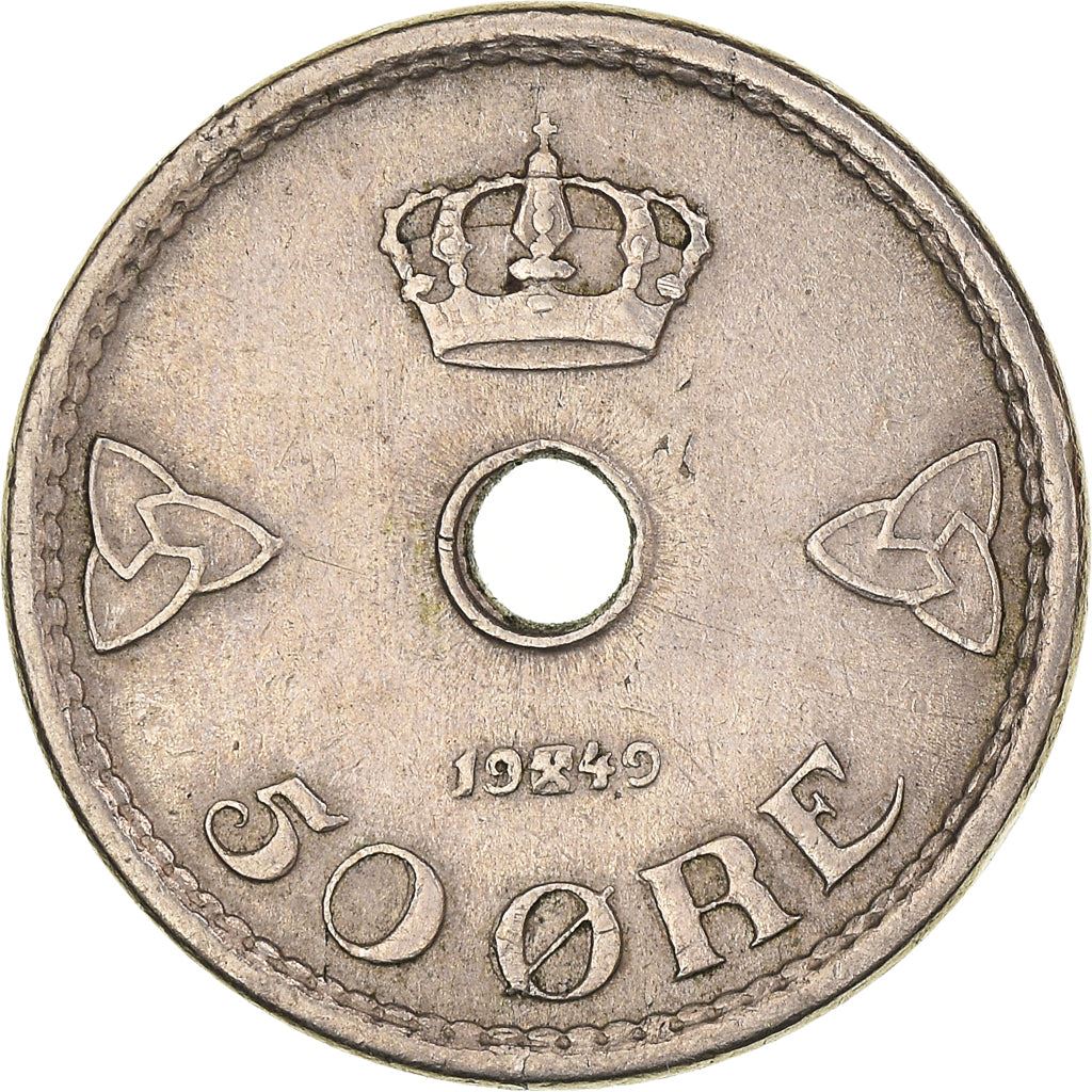 Norway | 50 Ore Coin | Haakon VII | Type 4 | KM386 | 1926 - 1949