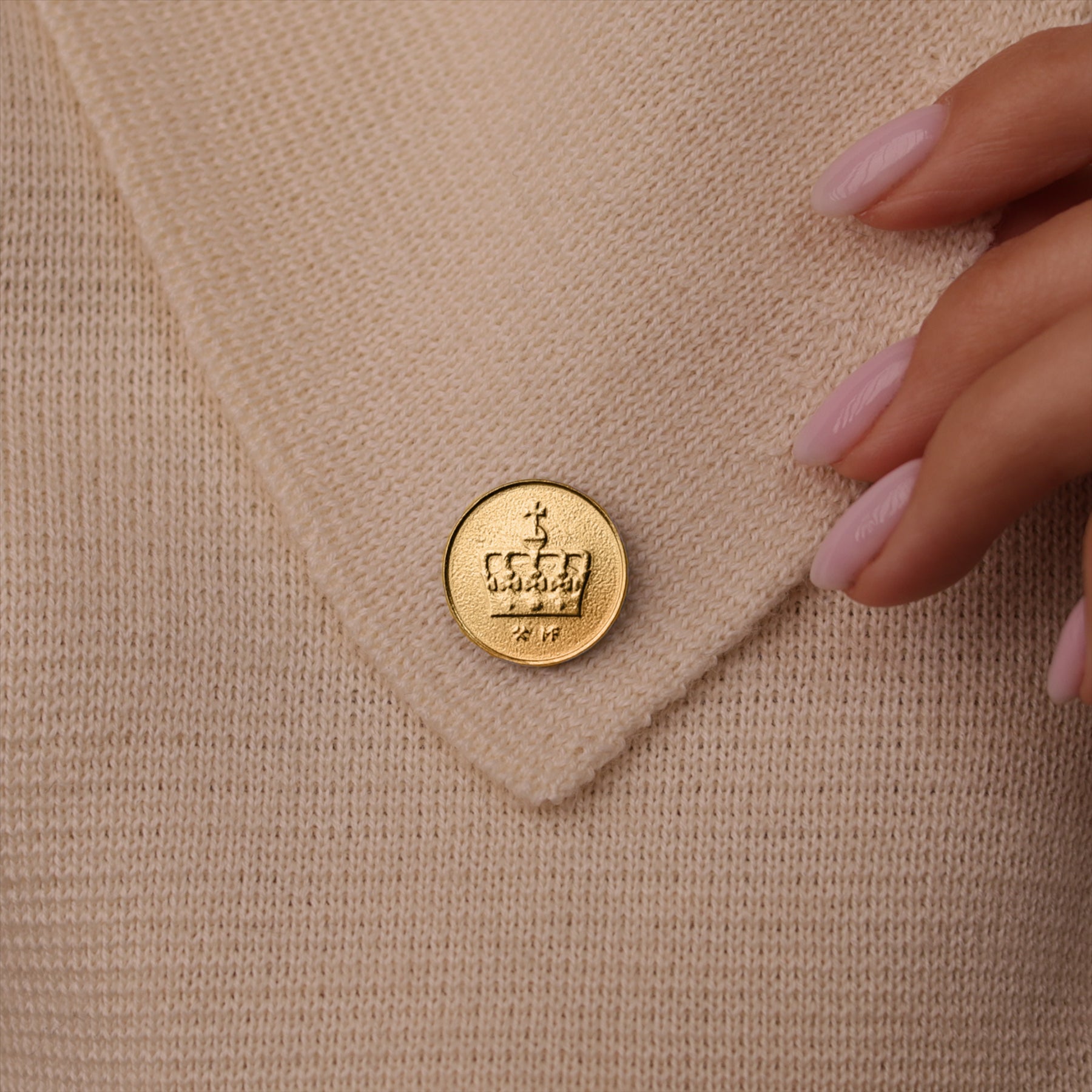 Norwegian Coin Pin Brooch Badge | Genuine 50 Ore | 18K Gold Plated | King Crown | Mythical Dragon