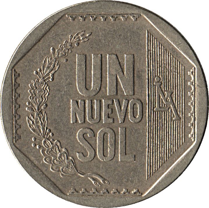 Peru 1 Nuevo Sol 1st type | Wreath Coin | KM308.4 | 2001 - 2011