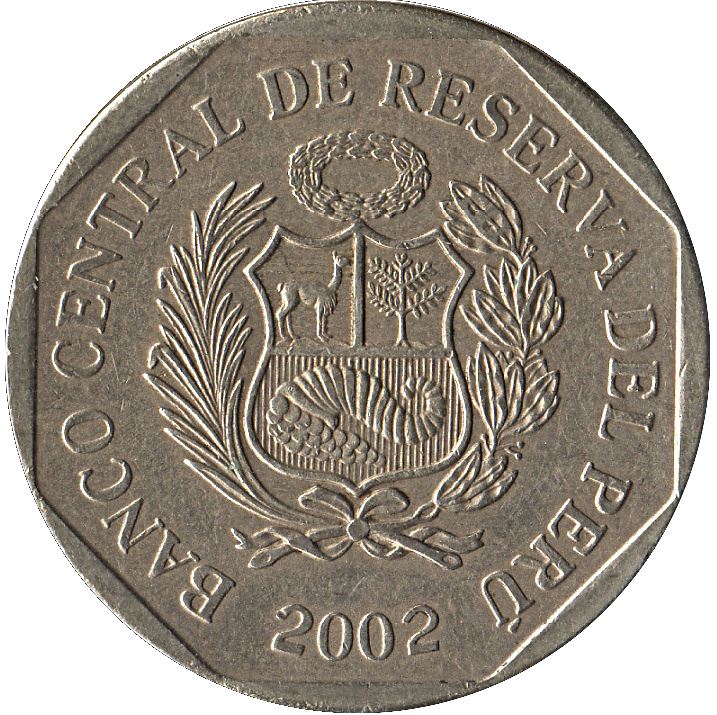 Peru 1 Nuevo Sol 1st type | Wreath Coin | KM308.4 | 2001 - 2011