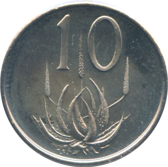 Moeda de 10 Cêntimos da África do Sul | Balthazar J. Vorster | KM112 | 1982