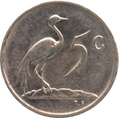 Sydafrika 5 Cents Mønt | Nicolaas J. Diederichs | KM100 | 1979