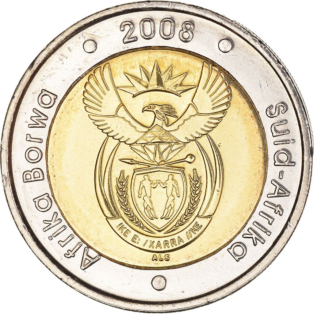عملة جنوب أفريقيا 5 راند | عيد ميلاد نيلسون مانديلا التسعين | KM439 | 2008