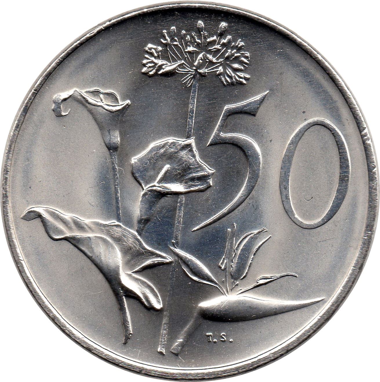 Moeda de 50 Cêntimos da África do Sul | Balthazar J. Vorster | KM114 | 1982