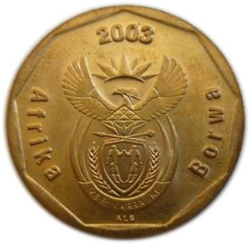 Pièce de 50 Cents Afrique du Sud | Cricket ; Légende Sepedi/Sesotho - Afrika Borwa | KM276 | 2003