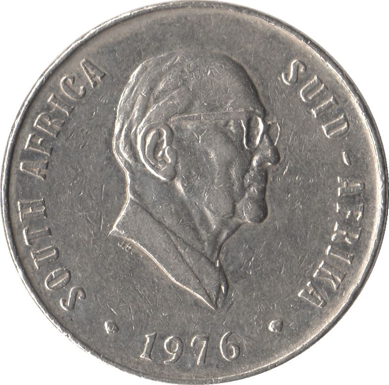 Pièce de 50 Cents Afrique du Sud | Jacobus J. Fouche | KM96 | 1976