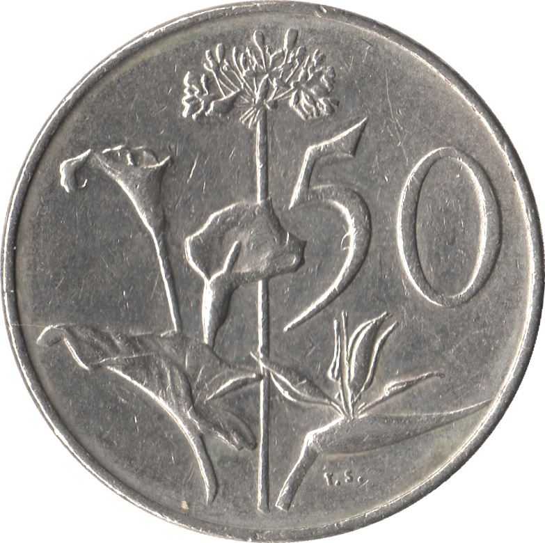 Pièce de 50 Cents Afrique du Sud | Jacobus J. Fouche | KM96 | 1976