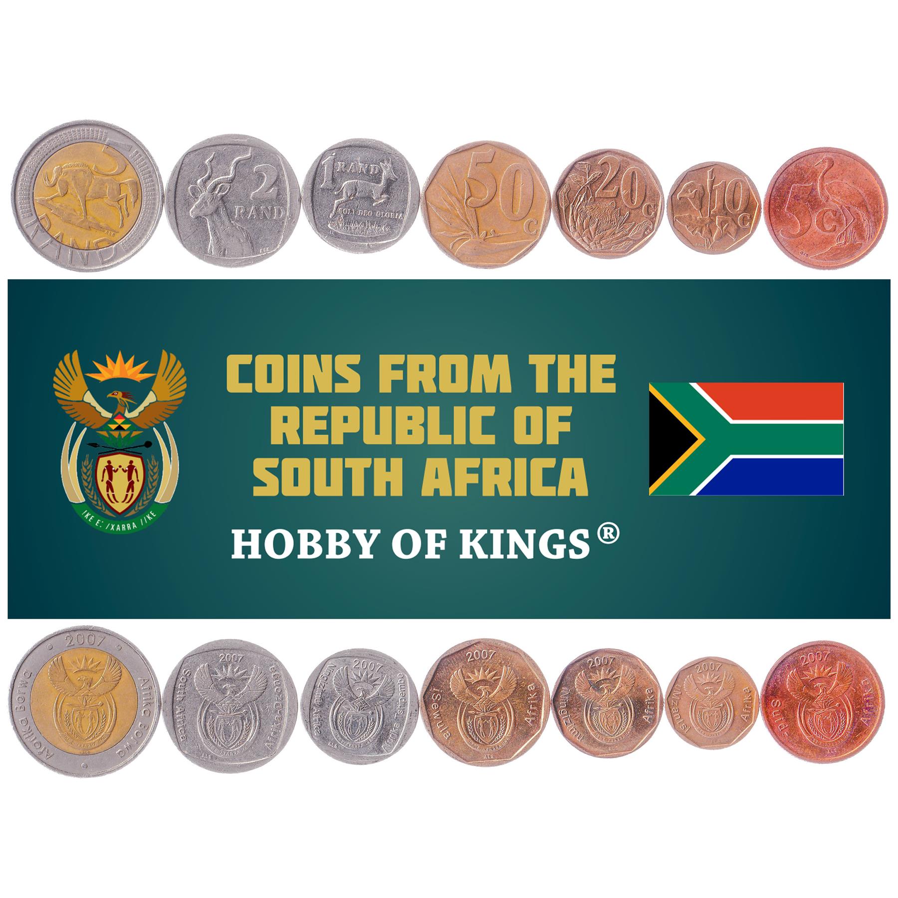 South Africa 7 Coin Set | 5 10 20 50 Cents 1 2 5 Rand | 2007