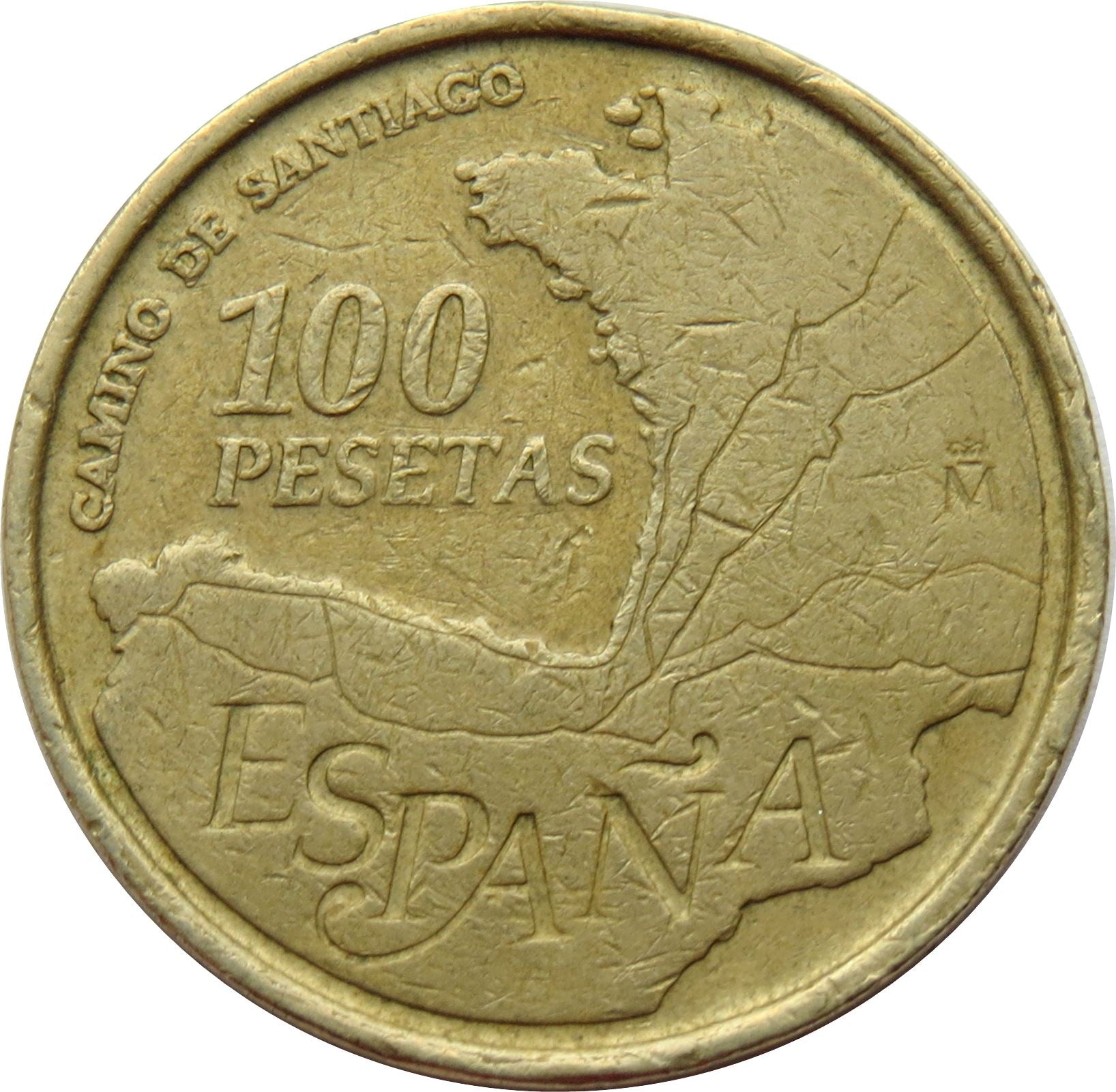 Spain 100 Pesetas Way of St. James Coin KM922 1993 Castle and fortifications