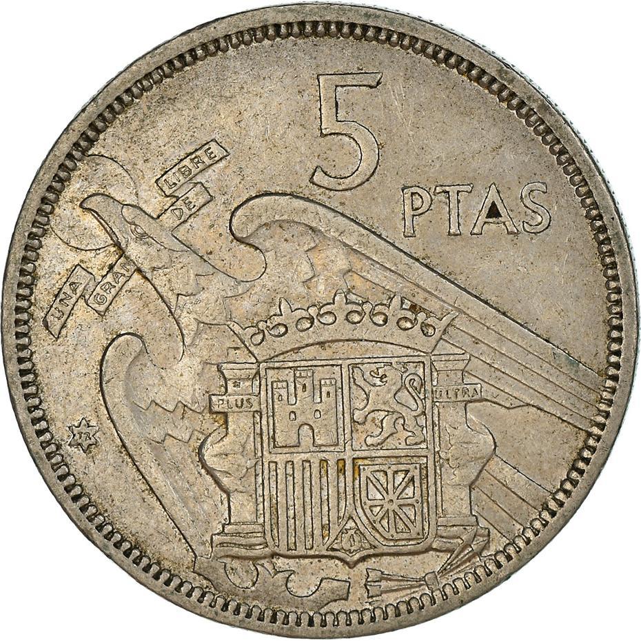 Spain 5 Pesetas - Francisco Franco Coin KM786 1957 (1957 - 1975)