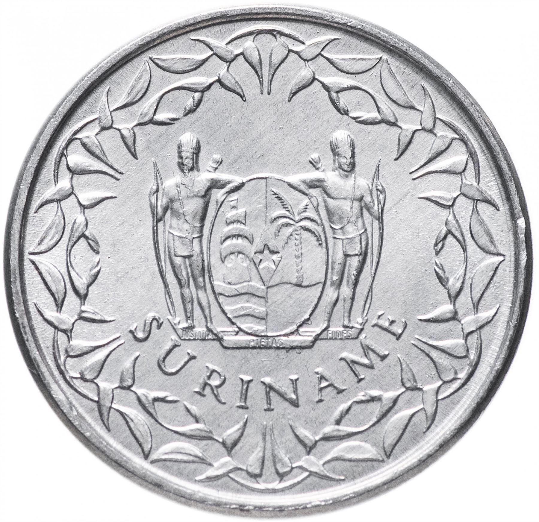 Suriname | 1 Cent Coin | Natives | Wreath | Km:11A | 1974 - 1986